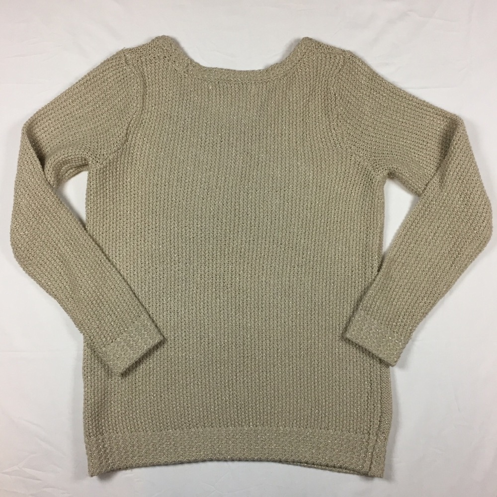 LC Lauren Conrad gold metallic LOVE sweater small - Picture 6 of 7
